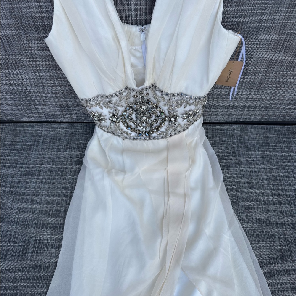 Elegant White Beaded Mandalay Dress